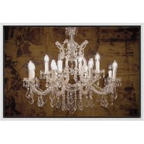 wall26 Framed Canvas Print Wall Art Brown Grunge White Crystal Chandelier Decorative Lights Digital Art Realism Contemporary Chic Relax/Calm for Living Room, Bedroom, Office - 16"x24" White