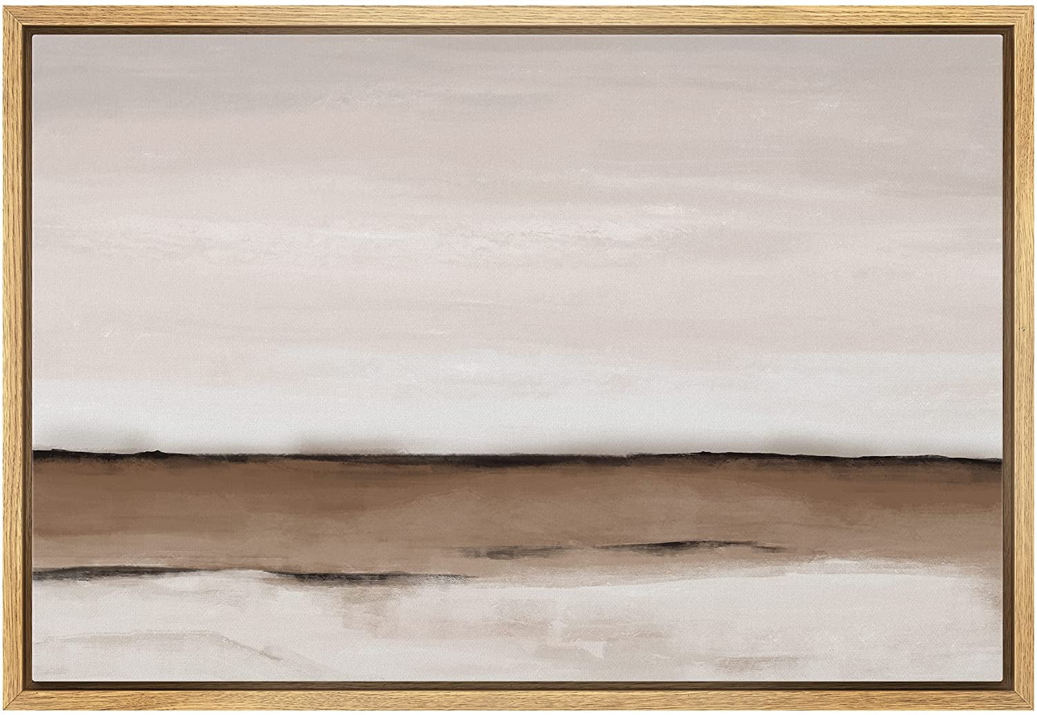 wall26 Framed Canvas Print Wall Art Brown Pastel Watercolor Wave ...