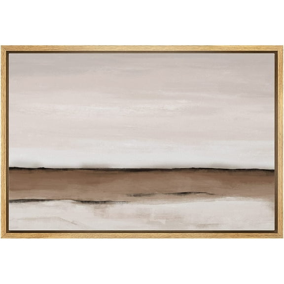 wall26 Framed Canvas Print Wall Art Brown Pastel Watercolor Wave Landscape Abstract Shapes Illustrations Modern Art Decorative Bohemian Multicolor for Living Room, Bedroom, Office - 24"x36"