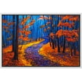 thumbnail image 1 of wall26 Framed Canvas Print Wall Art Brushstroke Effect Red &amp; Blue Autumn Forest Nature Wilderness Illustrations Modern Art Rustic Scenic Multicolor for Living Room, Bedroom, Office - 16"x24&, 1 of 5