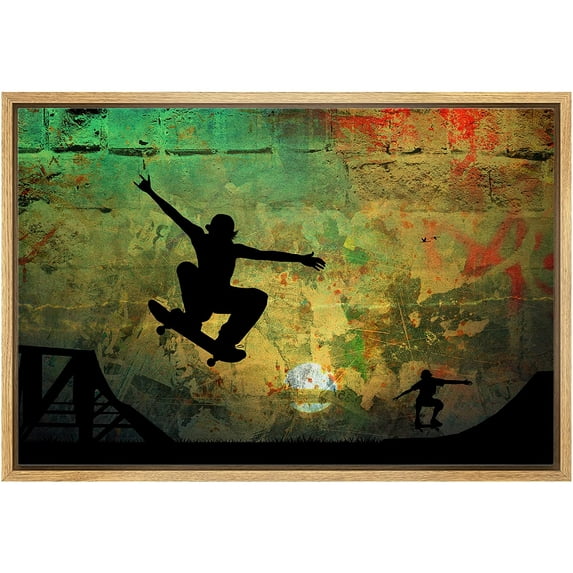 wall26 Framed Canvas Print Wall Art Brushstroke Effect Vivid Autumn Day in Park Nature Wilderness Illustrations Modern Art Scenic Colorful for Living Room, Bedroom, Office - 24"x36" Natural