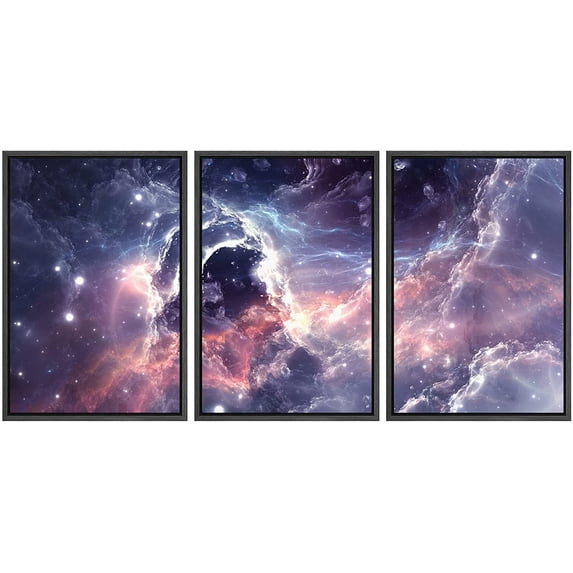 wall26 Framed Canvas Print Wall Art Celestial Electric Star Nebula Galaxy Astronomy & Space Sky Digital Art Realism Rustic Scenic Colorful for Living Room, Bedroom, Office - 24"x36"x3 B