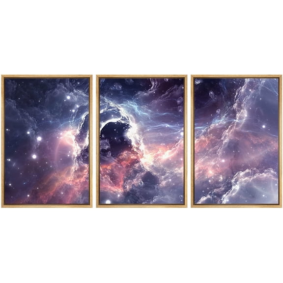 wall26 Framed Canvas Print Wall Art Celestial Electric Star Nebula Galaxy Astronomy & Space Sky Digital Art Realism Rustic Scenic Colorful for Living Room, Bedroom, Office - 24"x36"x3 N