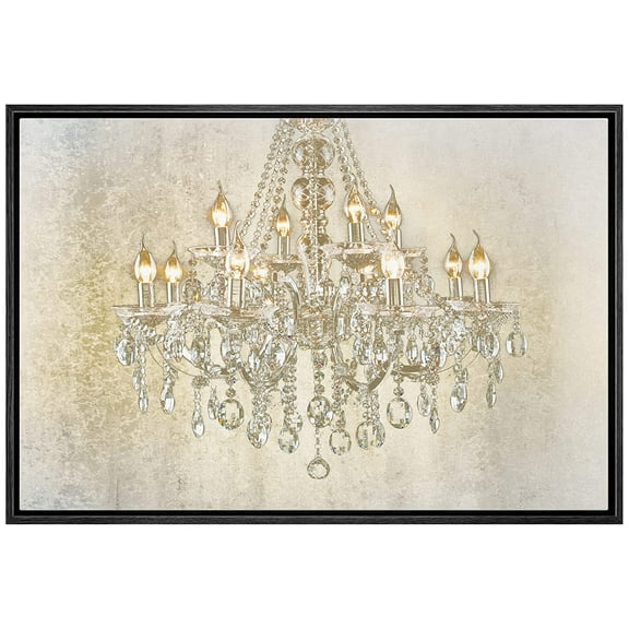 wall26 Framed Canvas Print Wall Art Crystal Bright Chandelier on White Background Decorative Lights Digital Art Modern Art Chic Relax/Calm Multicolor for Living Room, Bedroom, Office - 16"x24&qu
