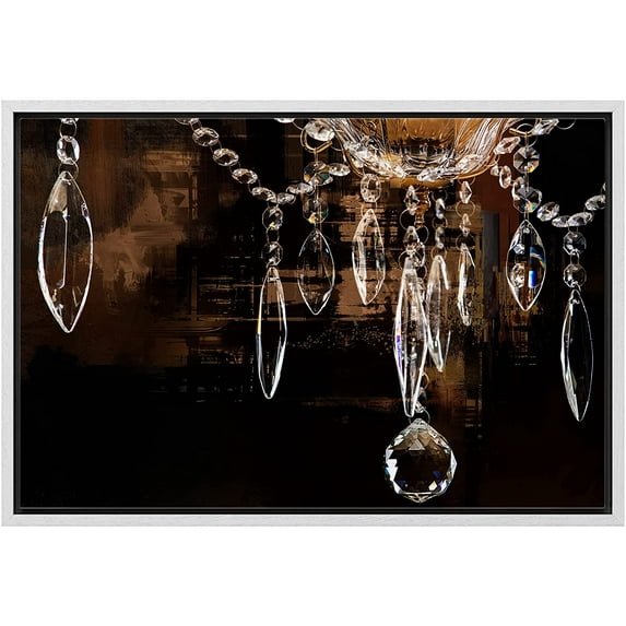 wall26 Framed Canvas Print Wall Art Crystal Chandelier Silhouette on Dark Background Decorative Lights Digital Art Modern Art Chic Relax/Calm for Living Room, Bedroom, Office - 24"x36" Whit