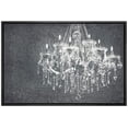 thumbnail image 1 of wall26 Framed Canvas Print Wall Art Crystal Chandelier Silhouette on Floral Pattern Decorative Lights Digital Art Modern Art Chic Relax/Calm for Living Room, Bedroom, Office - 24"x36" Black, 1 of 5