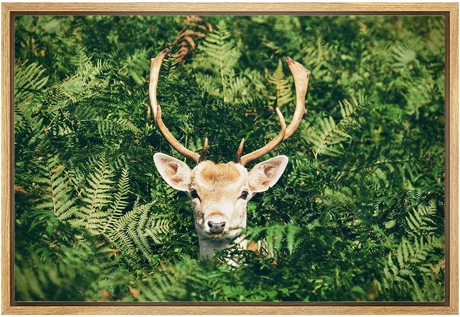 wall26 Framed Canvas Print Wall Art Deer in Vibrant Emerald Green ...