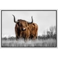 thumbnail image 1 of wall26 Framed Canvas Print Wall Art Duotone Brown Buffalo Bison Mountain Valley Nature Animals Photography Realism Rustic Scenic Landscape Colorful for Living Room, Bedroom, Office - 16"x24&quot, 1 of 5