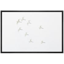 wall26 Framed Canvas Print Wall Art Duotone White Gray Birds Flying in Sky Nature Animals Photography Realism Rustic Scenic Landscape Colorful for Living Room, Bedroom, Office - 16"x24" Bla