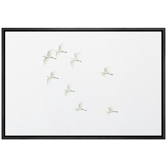 wall26 Framed Canvas Print Wall Art Duotone White Gray Birds Flying in Sky Nature Animals Photography Realism Rustic Scenic Landscape Colorful for Living Room, Bedroom, Office - 16"x24" Bla