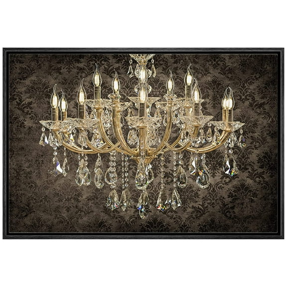 wall26 Framed Canvas Print Wall Art Fancy Black Pattern Victorian Chandelier Decorative Lights Digital Art Realism Contemporary Chic Relax/Calm for Living Room, Bedroom, Office - 24"x36" Bl