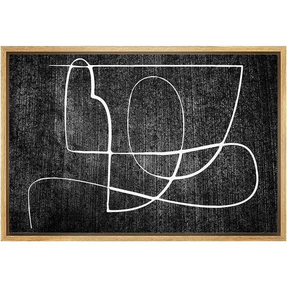 wall26 Framed Canvas Print Wall Art Geometric Art Deco Black White Lines Abstract Shapes Illustrations Modern Art Decorative Bohemian Multicolor for Living Room, Bedroom, Office - 24"x36" N