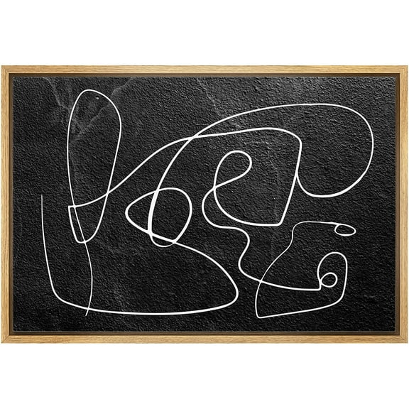 wall26 Framed Canvas Print Wall Art Geometric Mid-Century Black White Lines Abstract Shapes Illustrations Modern Art Decorative Bohemian Multicolor for Living Room, Bedroom, Office - 16"x24" Natural