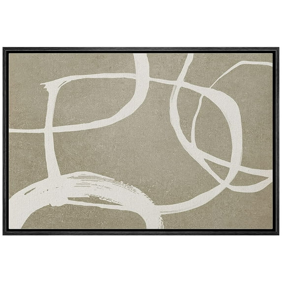 wall26 Framed Canvas Print Wall Art Geometric Pastel White Gray Ring Collage Abstract Shapes Illustrations Modern Art Decorative Bohemian Multicolor for Living Room, Bedroom, Office - 24"x36&quo