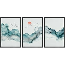 wall26 Framed Canvas Print Wall Art Geometric Watercolor Smoke Cloud Sky Abstract Shapes Illustrations Modern Art Decorative Boho Multicolor for Living Room, Bedroom, Office - 24"x36"x3 Bla