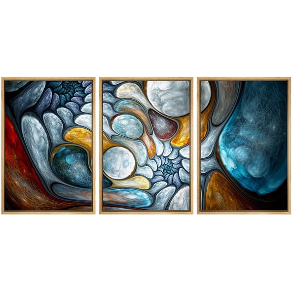 wall26 Framed Canvas Print Wall Art Glowing 3D Oblong Bubble Pattern Abstract Shapes Digital Art Modern Art Rustic Scenic Colorful Ultra for Living Room, Bedroom, Office - 24"x36"x3 NATURAL