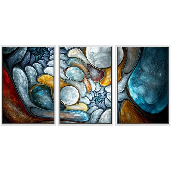 wall26 Framed Canvas Print Wall Art Glowing 3D Oblong Bubble Pattern Abstract Shapes Digital Art Modern Art Rustic Scenic Colorful Multicolor Ultra for Living Room, Bedroom, Office - 16"x24"