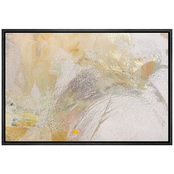 wall26 Framed Canvas Print Wall Art Gold Gray Paint Stroke Wave Collage Abstract Shapes Illustrations Minimal Decorative Contemporary Multicolor for Living Room, Bedroom, Office - 24"x36" B