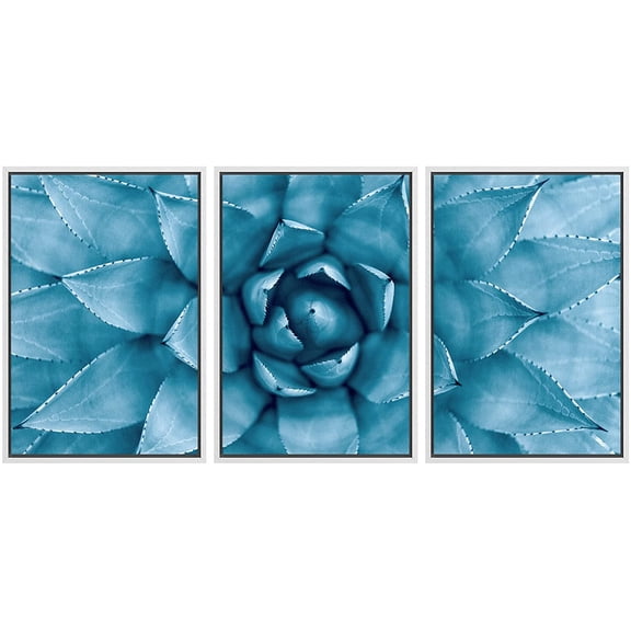wall26 Framed Canvas Print Wall Art Green Pointed Agave Leaf Close Up Nature Wilderness Photography Modern Art Floral Botanical Scenic Relax/Calm for Living Room, Bedroom, Office - 16"x24"x