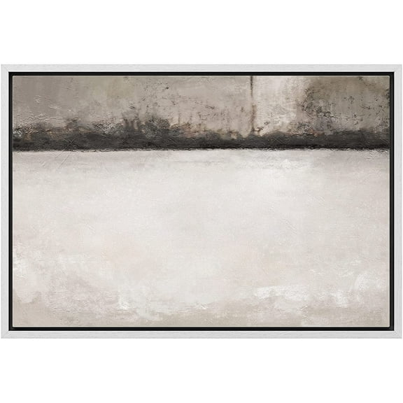 wall26 Framed Canvas Print Wall Art Grunge Brown and White Pastel Landscape Abstract Shapes Illustrations Modern Minimalist Relax/Calm Cool for Living Room, Bedroom, Office - 16"x24" White