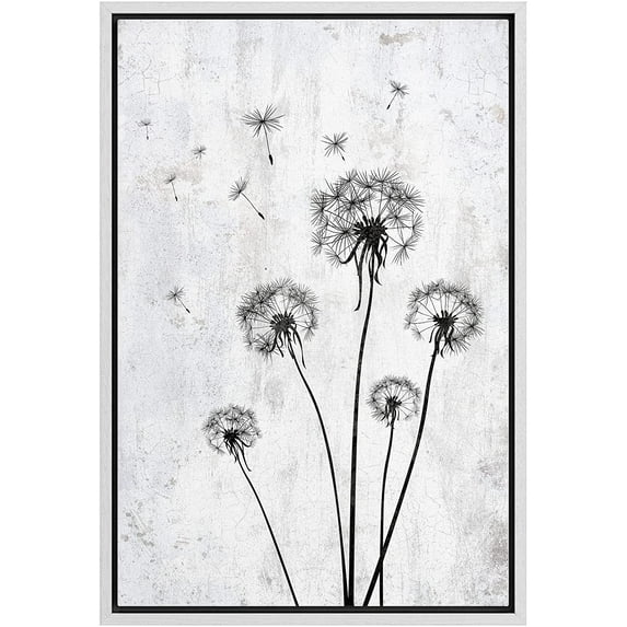 wall26 Framed Canvas Print Wall Art Grunge Forest Country Dandelion Flowers Nature Wilderness Digital Art Modern Art Rustic Relax/Calm Multicolor for Living Room, Bedroom, Office - 24"x36"