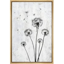 wall26 Framed Canvas Print Wall Art Grunge Forest Country Dandelion Flowers Nature Wilderness Digital Art Modern Art Rustic Relax/Calm Multicolor for Living Room, Bedroom, Office - 16"x24"