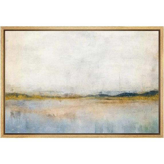 wall26 Framed Canvas Print Wall Art Grunge Minimal Pastel Landscape Nature Wilderness Illustrations Fine Art Farmhouse/Country Decorative Rustic for Living Room, Bedroom, Office - 16x24 Natural