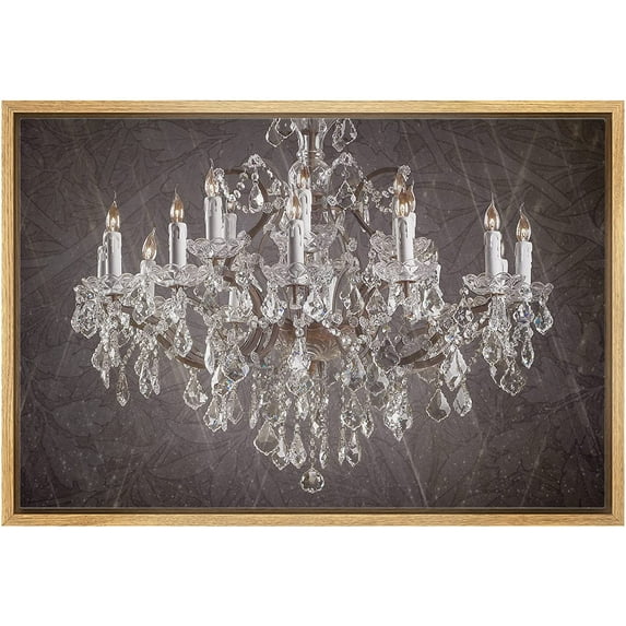 wall26 Framed Canvas Print Wall Art Grunge Paint Stroke Silver Crystal Chandelier Decorative Lights Digital Art Realism Contemporary Chic Relax/Calm for Living Room, Bedroom, Office - 24"x36&quo