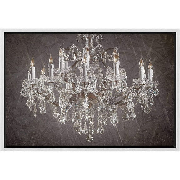 wall26 Framed Canvas Print Wall Art Grunge Paint Stroke Silver Crystal Chandelier Decorative Lights Digital Art Realism Contemporary Chic Relax/Calm for Living Room, Bedroom, Office - 16"x24&quo