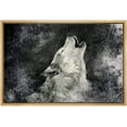 thumbnail image 1 of wall26 Framed Canvas Print Wall Art Howling Wolf on Grunge Black Background Animals Wildlife Digital Art Realism Chic Scenic Nature Wilderness for Living Room, Bedroom, Office - 16"x24" Nat, 1 of 5