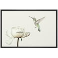 thumbnail image 1 of wall26 Framed Canvas Print Wall Art Hummingbird Flies On White Carnation Flower Animals Wildlife Realism Rustic Scenic Nature Chic Colorful for Living Room, Bedroom, Office - 16"x24" Black, 1 of 5