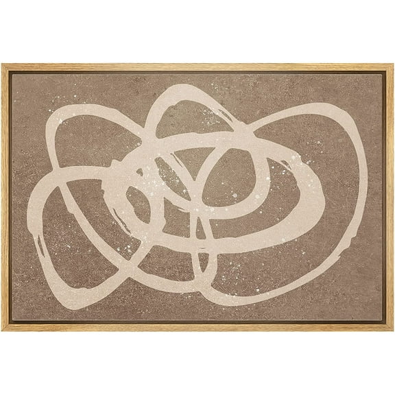 wall26 Framed Canvas Print Wall Art Mid-Century Brown Tan Paint Stroke Rings Abstract Shapes Illustrations Modern Art Decorative Bohemian Multicolor for Living Room, Bedroom, Office - 24"x36&quo