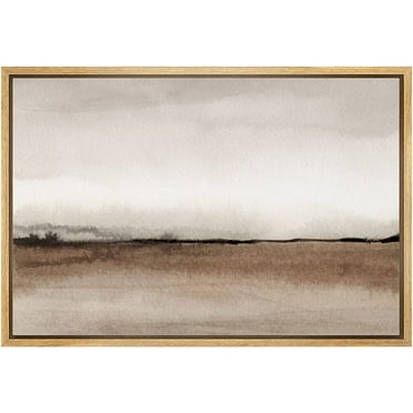 wall26 Framed Canvas Print Wall Art Minimal Brown Pastel Valley Landscape Nature Wilderness Illustrations Fine Art Decorative Rustic Multicolor for Living Room, Bedroom, Office - 24&quot;x36&quot; Na