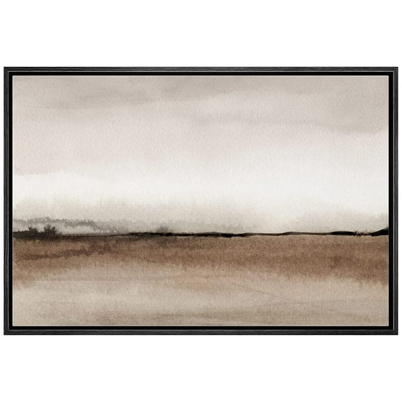 wall26 Framed Canvas Print Wall Art Minimal Brown Pastel Valley Landscape Nature Wilderness Illustrations Fine Art Decorative Rustic Multicolor for Living Room, Bedroom, Office - 16"x24" Bl