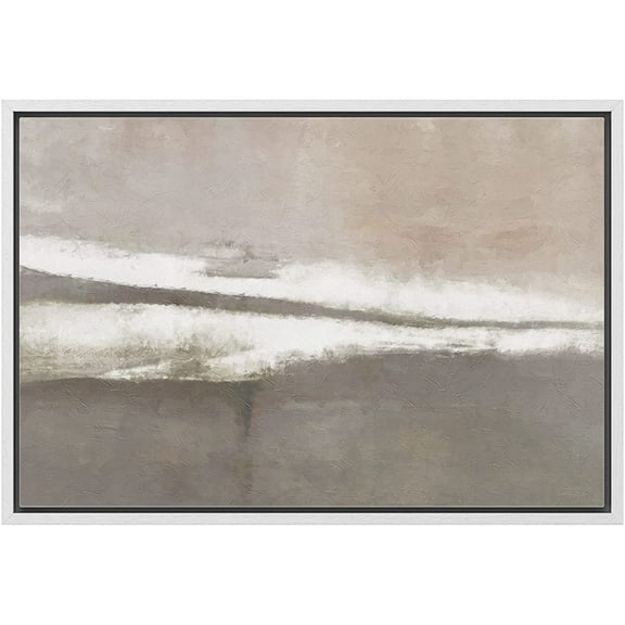 wall26 Framed Canvas Print Wall Art Minimal Brown Watercolor Pastel Paint Strokes Abstract Shapes Illustrations Modern Art Decorative Contemporary for Living Room, Bedroom, Office - 16x24 White