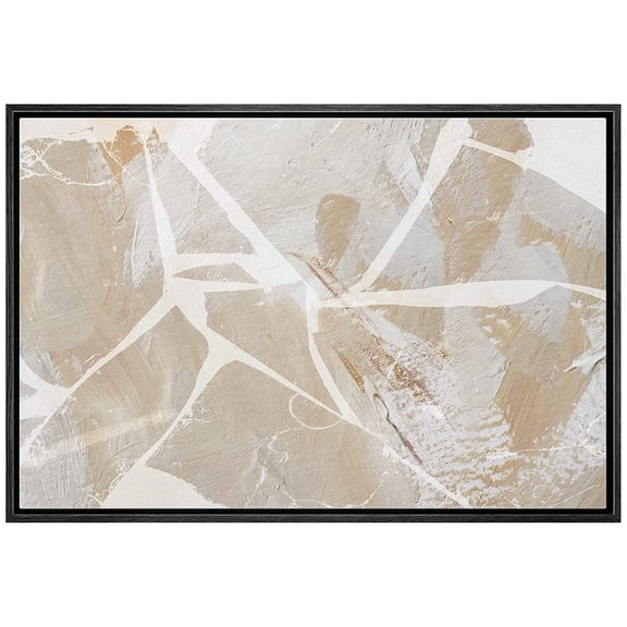 wall26 Framed Canvas Print Wall Art Minimal Geometric Brown Pastel Paint Polygons Abstract Shapes Illustrations Modern Art Decorative Contemporary for Living Room, Bedroom, Office - 24x36 Black