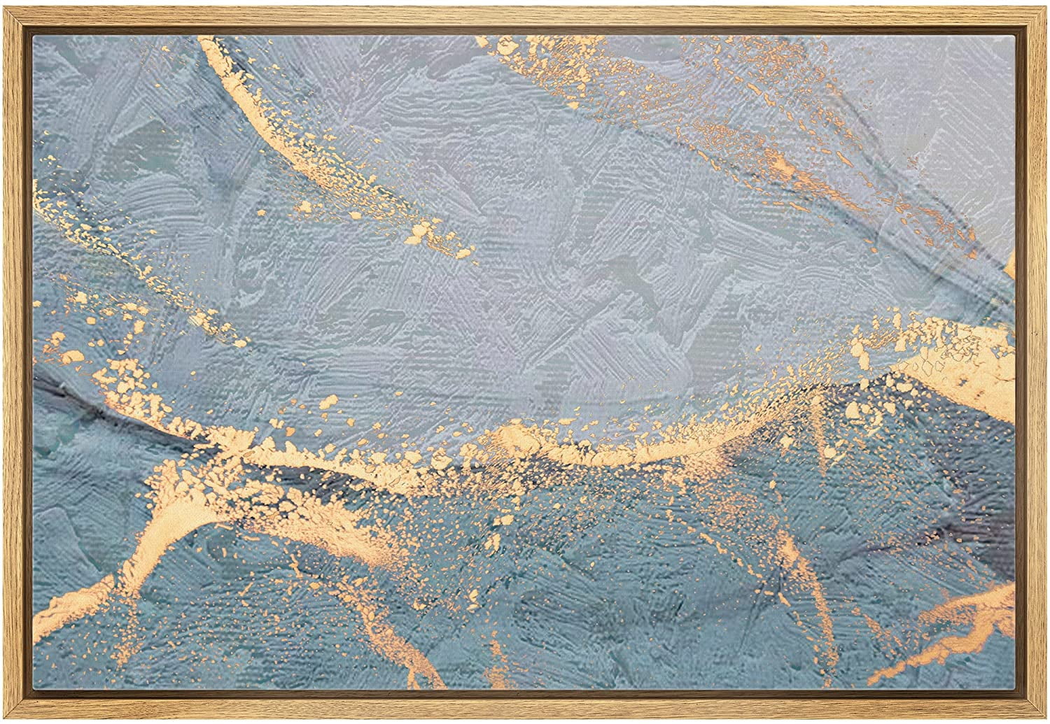 wall26 Framed Canvas Print Wall Art Minimal Gold Blue Watercolor Pastel ...