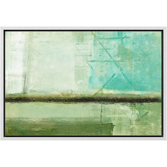 wall26 Framed Canvas Print Wall Art Minimal Green Geometric Color Block Collage Abstract Shapes Illustrations Modern Art Decorative Contemporary for Living Room, Bedroom, Office - 16x24 White