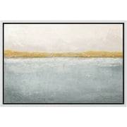 wall26 Framed Canvas Print Wall Art Minimal Pastel Watercolor Ocean Sea Landscape Abstract Shapes Illustrations Modern Art Decorative Contemporary for Living Room, Bedroom, Office - 24x36 White