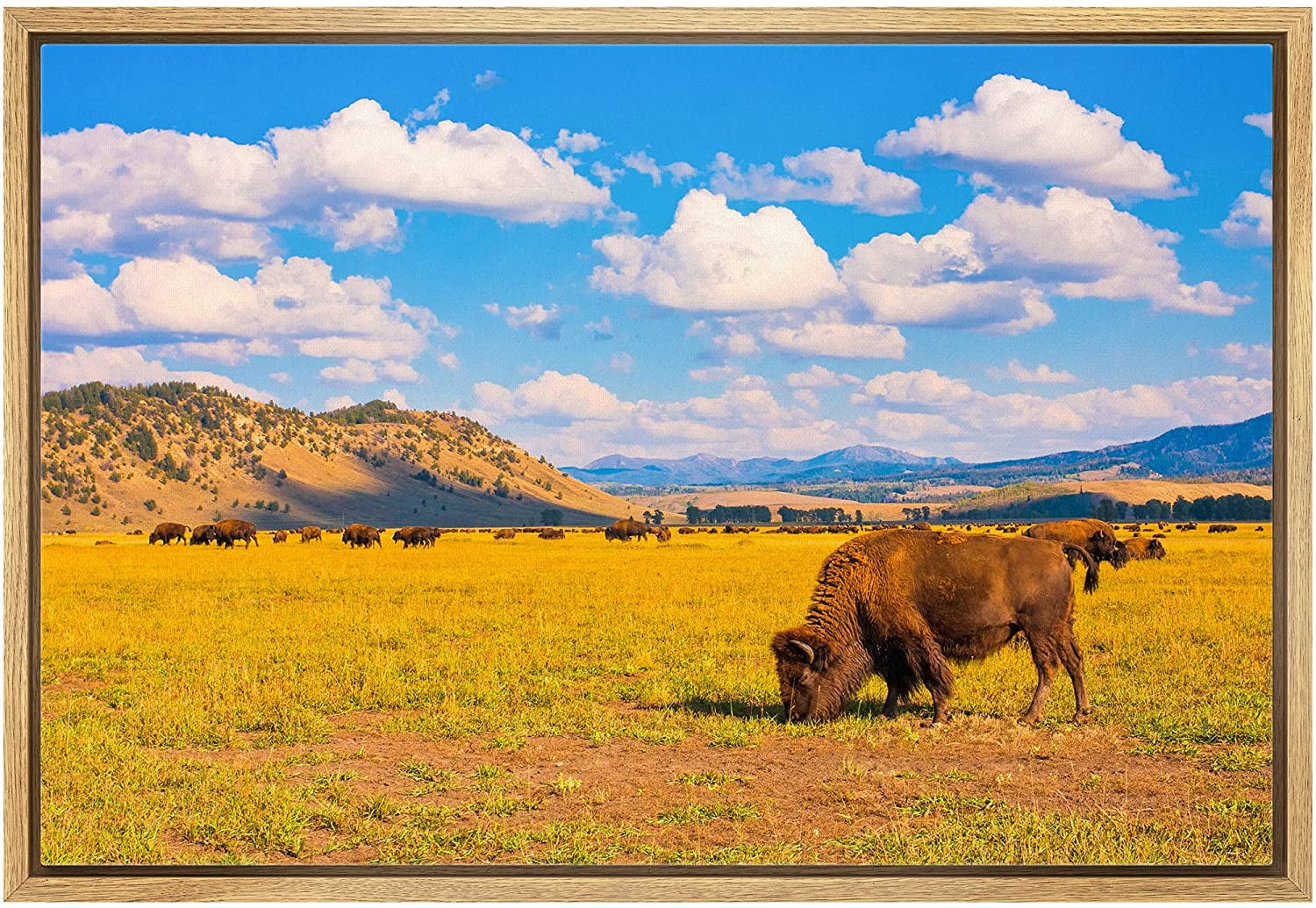 wall26 Framed Canvas Print Wall Art Montana Mountain Cloudy Valley