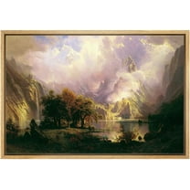 wall26 Framed Canvas Print Wall Art Mystic Rocky Mountain Landscape Nature Wilderness Illustrations Modern Art Rustic Scenic Colorful Multicolor for Living Room, Bedroom, Office - 24"x36" N