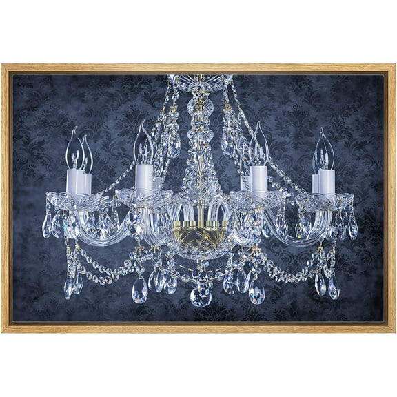 wall26 Framed Canvas Print Wall Art Navy Blue Pattern Crystal Chandelier Decorative Lights Digital Art Realism Contemporary Chic Relax/Calm for Living Room, Bedroom, Office - 24"x36" Natura