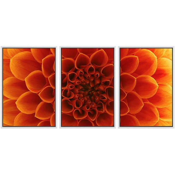 wall26 Framed Canvas Print Wall Art Orange Chrysanthemum Flower Petal Close Up Floral Botanical Photography Modern Rustic Relax/Calm Colorful for Living Room, Bedroom, Office - 16"x24"x3 Wh