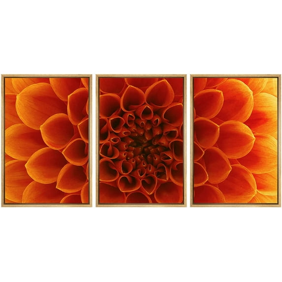wall26 Framed Canvas Print Wall Art Orange Chrysanthemum Flower Petal Close Up Floral Botanical Photography Modern Rustic Relax/Calm Colorful for Living Room, Bedroom, Office - 16"x24"x3 Na