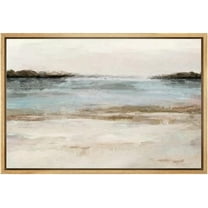 wall26 Framed Canvas Print Wall Art Pastel Blue Tan Paint Stroke Landscape Abstract Shapes Illustrations Modern Art Decorative Bohemian Multicolor for Living Room, Bedroom, Office - 24"x36"