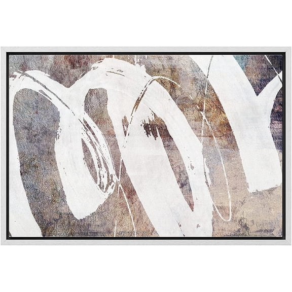 wall26 Framed Canvas Print Wall Art Pastel Geometric Grunge Swirl Paint Strokes Abstract Shapes Illustrations Modern Art Decorative Contemporary for Living Room, Bedroom, Office - 24x36 White