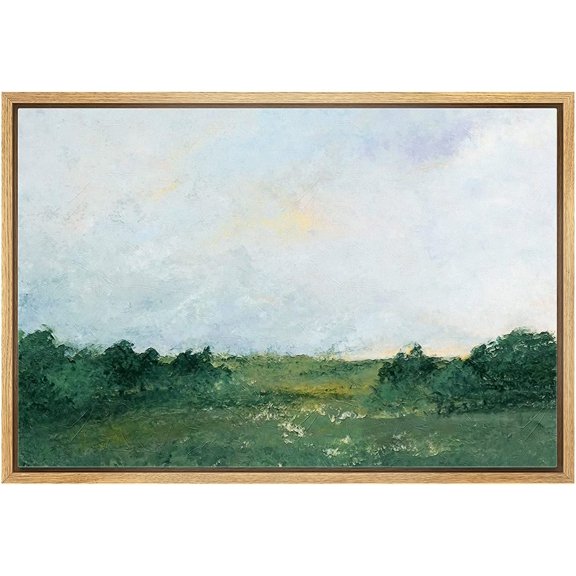 wall26 Framed Canvas Print Wall Art Pastel Green Forest Clearing Landscape Nature Wilderness Illustrations Fine Art Decorative Rustic Multicolor for Living Room, Bedroom, Office - 16"x24" N