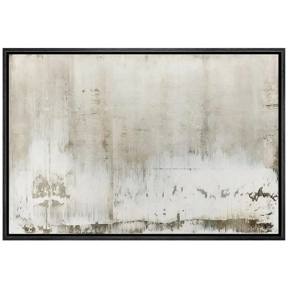 wall26 Framed Canvas Print Wall Art Pastel Minimal Grunge Brown White Paint Strokes Abstract Shapes Illustrations Modern Art Decorative Contemporary for Living Room, Bedroom, Office - 24x36 Black