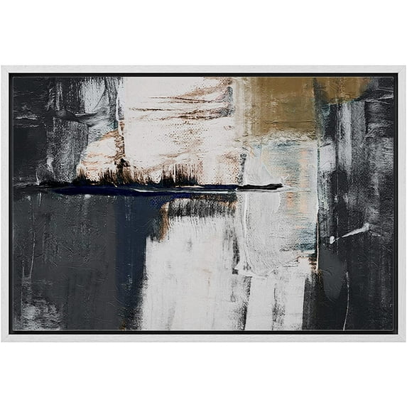 wall26 Framed Canvas Print Wall Art Pastel Multicolor Industrial Paint Strokes Abstract Shapes Illustrations Modern Art Decorative Contemporary for Living Room, Bedroom, Office - 24x36 White