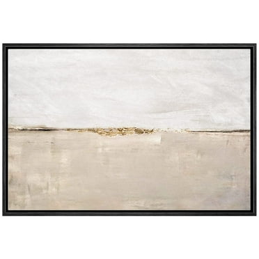 wall26 Framed Canvas Print Wall Art Pastel Tan Gray Duotone Landscape Abstract Shapes Illustrations Minimal Decorative Contemporary Multicolor for Living Room, Bedroom, Office - 16&quot;x24&quot; Bla
